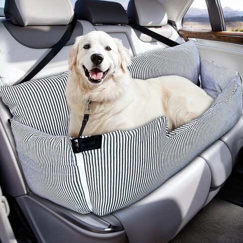 Dog Car Booster Seat for Large Dogs - Elevated Pet Seat with Safety Belt, Non-Slip Base, and Storage Pockets for Car Travel in Kuwait