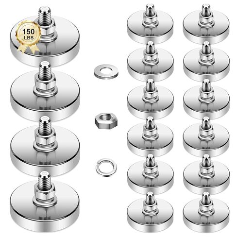 مغناطيس مستدير قوي للغاية من النيوديميوم مع مسامير صواميل M8 ذكر بوزن 200 رطل، مغناطيس تركيب مقاوم للتآكل لكاميرا الإضاءة وغيرها من الأقواس والأدوات الخارجية 44 مم D - 8 عبوات in Kuwait