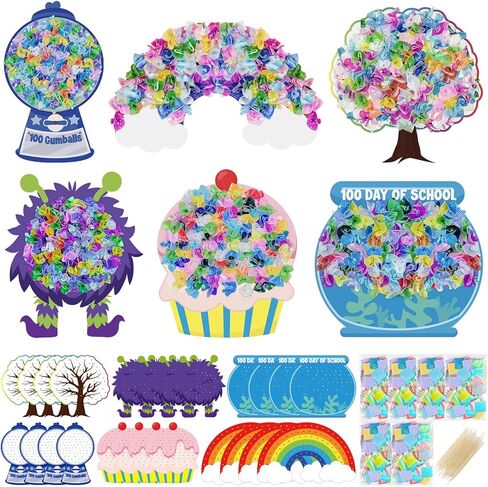 30 Set 100 Days of School Craft Kit Happy 100th Day of School Coloring Old Lady Grandpa DIY Crafts Poster for 100th Day of School Decorations Classroom Activity Art Project Game Party Favor Supplies in Kuwait
