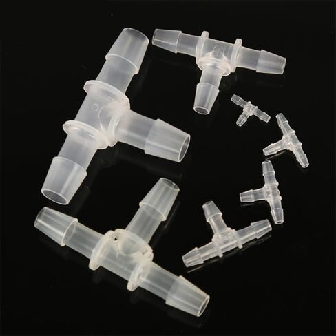 (10 قطع) أنبوب خرطوم صالح للطعام موصل على شكل حرف T 1/16 بوصة 3/16 بوصة 1/8 بوصة 1/4 بوصة 1/2 بوصة من البلاستيك المتساوي 3 طرق T موصل شائك (جميع الأحجام في صندوق واحد (قطعة واحدة لكل حجم)) in Kuwait