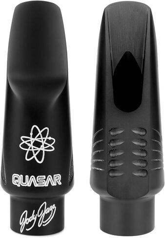 قطعة فم JodyJazz QUASAR™ Alto 9* ساكسفون مصنوعة من المطاط الصلب الألماني - منحنى قصير مع حاجز عالٍ وغرفة رصاصة وتصميم Vibra Table™ - أسود - عبوة من قطعة واحدة in Kuwait
