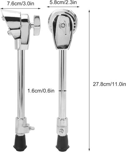 Drfeify Stable Bass Drum Leg مع لمسة نهائية من الكروم، حامل طبل مقاوم للصدأ للملحقات الموسيقية، 2 Pack Jazz Leg in Saudi Arabia