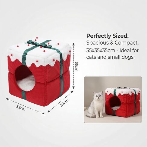 كيس نوم سرير القط للقطط الداخلية - سرير كهف زبائن للحيوانات الأليفة للقطط الداخلية والكلاب الصغيرة والفخمة المريحة والطنية ، مضادة للانزلاق ودائم ، قابلة للغسل للقطط والجرى تحت 15 رطلاً (وردي) in Kuwait