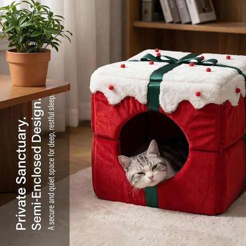 كيس نوم سرير القط للقطط الداخلية - سرير كهف زبائن للحيوانات الأليفة للقطط الداخلية والكلاب الصغيرة والفخمة المريحة والطنية ، مضادة للانزلاق ودائم ، قابلة للغسل للقطط والجرى تحت 15 رطلاً (وردي) in Kuwait