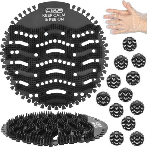 Urinal Screen Deodorizer (12 Pack) Odor Protection for Toilets in Office, Schools, Restaurants Bathroom, BLACK Anti-Splash - 12 Urinal Cakes + 12 Free Gloves in Kuwait