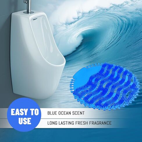 10 PCS Urinal Screen Deodorizer, 3D Wave Anti-Splash Urinal Cakes Guards Odor Protection Mats, 30 Day Long-Lasting Ocean Scented Fresh Pads for Men's Toilets in Bathroom Office Schools Hotels in Kuwait
