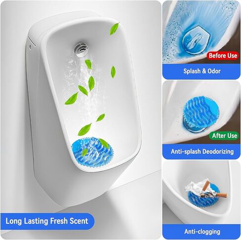 10 PCS Urinal Screen Deodorizer, 3D Wave Anti-Splash Urinal Cakes Guards Odor Protection Mats, 30 Day Long-Lasting Ocean Scented Fresh Pads for Men's Toilets in Bathroom Office Schools Hotels in Kuwait