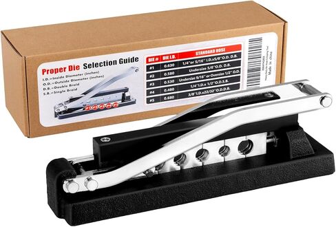 Heavy Duty Bench Hose Crimper Tool - Professional Grade Manual Crimper for 1/4", 5/16", 3/8" Air, PVC & Rubber Hoses, Mountable Workbench Repair Tool in Kuwait