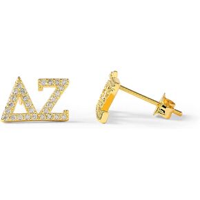 Sorority Shop Delta Zeta Earrings — DZ 18K Gold Plated Sorority Gifts Earrings, Long-Lasting Delta Zeta Gifts for Women