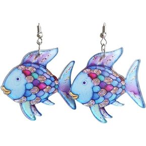 Back to School Gift Mermaid Drop Dangle Earring Teacher Earrings Rainbow Fish Earrings Handmade Acrylic for Teachers and Teen-3