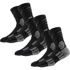 Armor Flex Cushioned Athletic Crew Socks, Premium Compression, Workboots, Running, Sports
