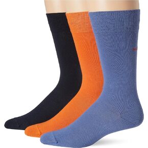 HUGO Men's 3-Pack Back Logo Solid Dress Socks