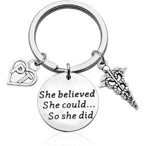 ENSIANTH Physical Therapy Keychain Physical Therapist Graduation Gift She Believed She Could So She Did Keychain