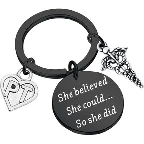 ENSIANTH Physical Therapy Keychain Physical Therapist Graduation Gift She Believed She Could So She Did Keychain