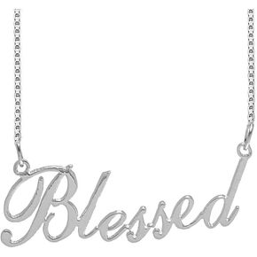 925 Sterling Sliver Custom Name Necklace Personalized Initial Necklaces Pendant Jewelry Gift for Her (Blessed)