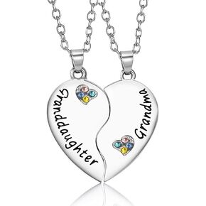 Sisadodo Heart Matching Necklaces for Mother Daughter Birthday Christmas Gifts for Sister Grandmother Granddaughter Gifts for Women