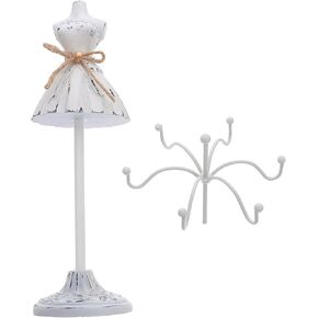 STOBOK Shelf Bracket Doll Jewelry Display Stand Tower: Necklace Holder Display Jewelry Holder in Sequin Ruffle Gown Earring Bracelet Rings Organizer for Woman Vintage Decor
