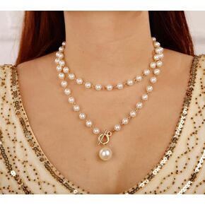 Sither Pearls Choker Necklace for Women 1920s Vintage Pearls Pendant Necklace for Halloween Christmas Party Costume Jewelry Gift