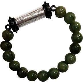 Jade Natural Green Bracelet Buddha Amulet Pendant Magic Holy for Men Women Charms Arjan Nu Kanpai Yantra 5 Rows Silver Thai Bring Prosperity Luck Success in Life Flourishing Trade