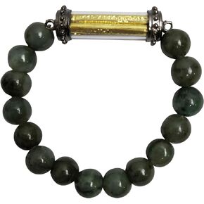 Buddha Amulet Pendant Natural Green Jade Bracelets Magic Holy for Men Women Charms Arjan Nu Kanpai Yantra 5 Rows Gold Thai Bring Prosperity Luck Success in Life Flourishing Trade Health