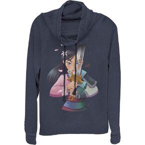 Fifth Sun Disney Princess Anime Mulan Women's Long Sleeve Cowl Neck Pullover