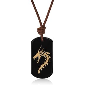 COAI Leather Phoenix Tag Stone Necklace