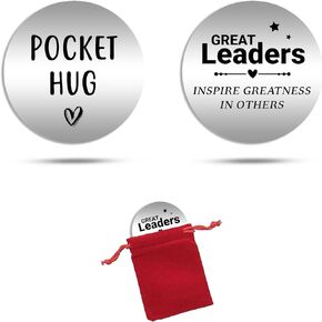 Great Leaders Inspire Greatness In Others Pocket Hug Token Keepsake Stainless Steel Double Sided Inspirational Gift for Boss Leaders #PH10