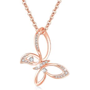 Butterfly Necklace S925 Sterling Silver Gold Plated Neckalce Rose Gold Butterfly Neckalce Valentines Day Gifts for Women Girls Girlfriend Wife