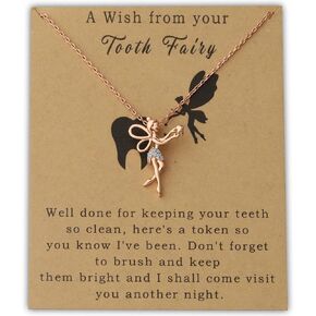 PLITI Fairy Necklace For Girls Dentist Dental Hygienist Assistant Jewelry Fairy Wings Birthstone Necklace Little Girls Birthday Gift