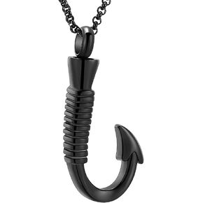Fishing Hook Keepsake Jewelry 316L Stainless Steel Fish Hook Cremation Urn Necklace Pendant Ashes Urn Holder Memorial Jewelry Unisex in Kuwait