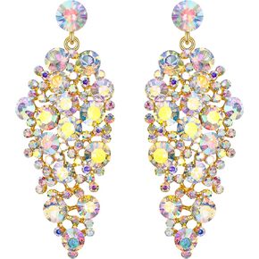 Flyonce Wedding Crystal Earrings for Bridal Bride, Sparkly Rhinestone Drop Dangle Chandelier Earrings for Women Girls