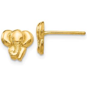 Solid 14k Yellow Gold Elephant Earrings (7mm x 8mm)