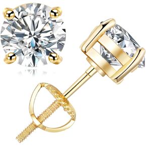 NEVEGE Fake Moissanite Stud Earrings 925 Sterling Silver Diamond Stud Earrings for Women,1 CT D Color VVS1 Clarity Lab Created Moissanite Earrings Screw Back Earrings for women Girls Men