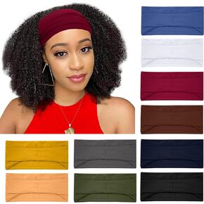 RITOPER 10 Pack Wide Headbands for Women Girls, Workout Yoga Running Womens Headbands Boho Hair Bands for Women's Hair, Non Slip Sweat Head Bands Thick Head Wrap Hair Wrap(Solid Headbands)