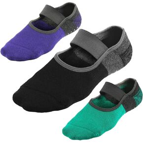 Yoga Socks with Grips for Women, Non-Slip Socks for Pilates, Barre, Ballet, Dance, Fitness 2Pairs