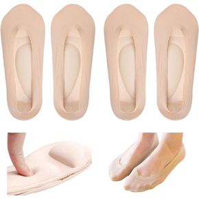 Keroius 2pairs 3D Ice Silk Arch Support Socks Women No Show Liner Socks Sponge Cushion Non Slip Socks for Woman and Girls