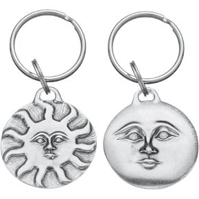 DANFORTH - Sun/Full Moon Keychain - Double Sided Keychain - Handcrafted Pewter Keychain - Made in The USA
