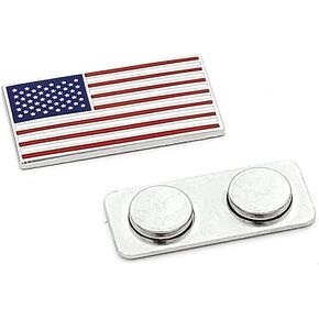 ZPINZ Set of American USA Flag Enamel Lapel Pins with Magnetic Backing for jacket, backpack, memorial, clothes, bag, shirt, Blue Red White Shiny Silver, 1.25 inch / 32 mm