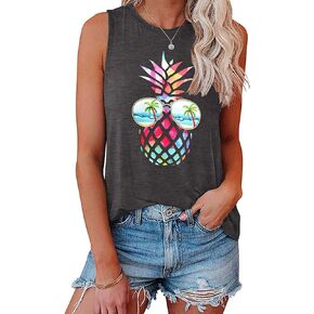 IRISGOD Womens Tank Tops Loose Fit Summer Cute Graphic Sleeveless Shirts Workout Basic Tunic