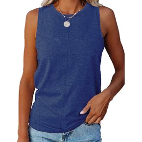 ZIWOCH Womens Tank Tops Crew Neck Sleeveless Tshirts Solid Color Casual Loose Fit Tee Shirts