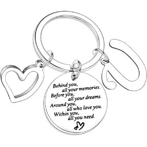 Nfyxcaz Graduation Keychain A-Z Letter Keychain Inspirational Gift For Women Girls Friend Keychain Gift