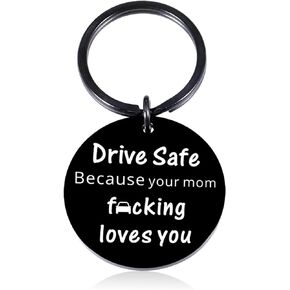 FRluceat Drive Safe Keychain for Son Daughter from Mom Funny Gift for Driver Men Women Safe Driving Gifts 18th Birthday Gifts for Daughter Son from Mom Wear Your Seatbelt Keychain Gifts