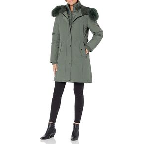 1 Madison womens Warm Winter Parka with Fox Fur Trimmed Hood Parka