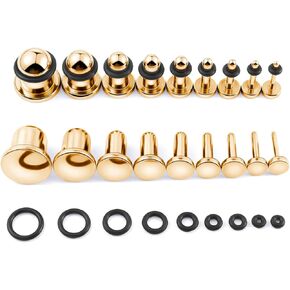 Qmcandy 18pcs Stainless Steel Ear Stretching Kit Ear Tunnels Single Flat Top Piercing Gauge 14G-00G