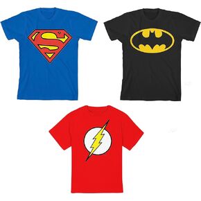 DC Superhero Logos Youth 3-Pack Crew Neck Short Sleeve T-Shirts