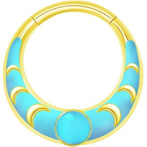 16G 316L Colorful Septum Rings Hoop 8mm/10mm Stainless Steel Segment Nose Rings Cartilage Clicker Hoop Earrings for Rook, Daith, Tragus for Women Men