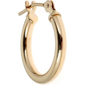 Ritastephens Men's Unisex 14K Real Yellow or White Gold Single Tubular Hoop Earring (14mm, 16mm)