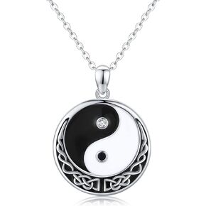 Yin Yang Necklace 925 Sterling Sliver Yin and Yang Necklaces Yin Yang Pendant Jewelry Gifts for Men Women