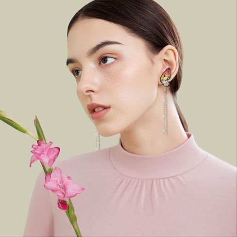 5 PCS 14K Cottagecore Earrings Handmade Fairy Cicada Butterfly Wings Earrings Crystal Dangle Jewelry for Women in Saudi Arabia