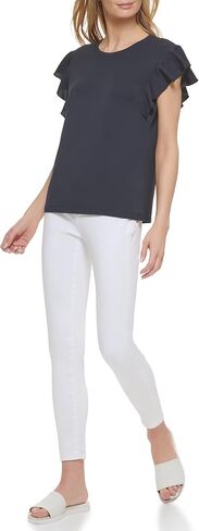 DKNY Women's Everyday Flutter Sleeve Knit Top in Kuwait